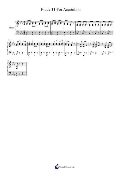 Etude 11 For Accordion Sheet Music by matthewprouty-Arr.Atkuk