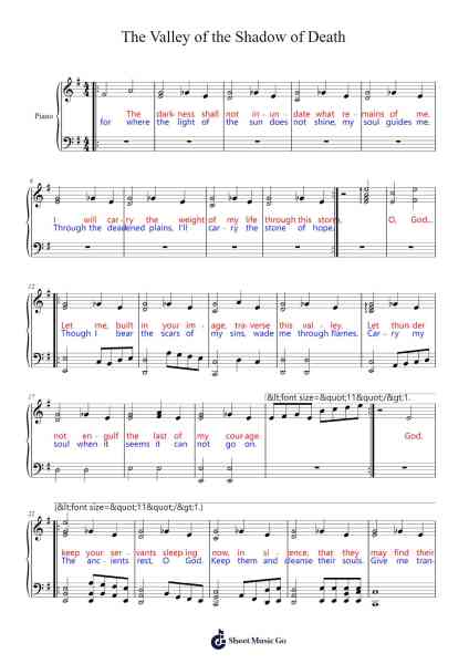 The Valley of the Shadow of Death Sheet Music by Strongmo Bradjill-Arr.Pulborg Ridean