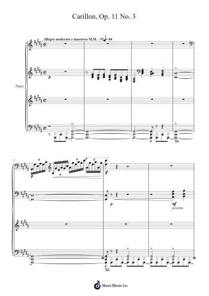 Carillon, Op. 11 No. 3 Sheet Music by Sergey Lyapunov-Arr.Moulcole Inkit