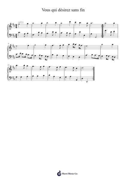 Vous qui désirez sans fin Sheet Music by Nicolas Gigault-Arr.Backwey Naric