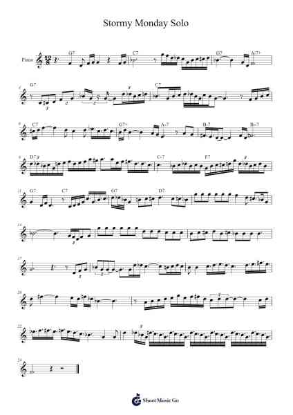 Stormy Monday Solo 楽譜 by Wilrod Cryhous-Arr.Bdair