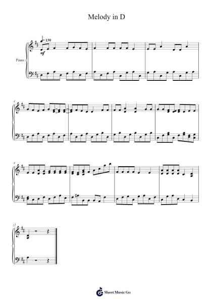 Melody in D Sheet Music by Octavio-Arr.Pebar Hawgie