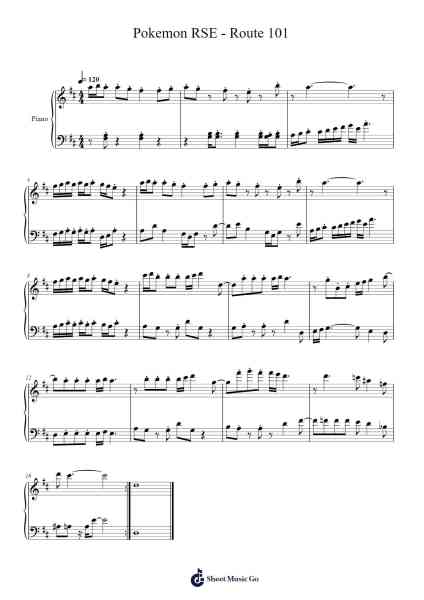 Pokemon RSE - Route 101 Sheet Music by Junichi Masuda-Arr.Duttraine