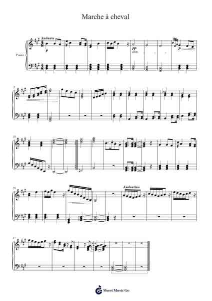 4 Little Piano Pieces No.4 "Marche à cheval" Sheet Music by Halil Eren Güngör-Arr.Rhysboyce