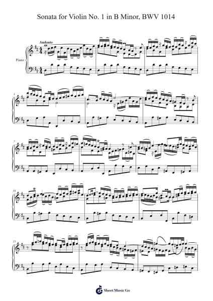 Sonata for Violin No. 1 in B Minor, BWV 1014: III. Andante Sheet Music by Johann Sebastian Bach-Arr.Molsham