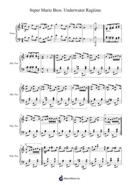 Super Mario Bros. Underwater Ragtime Sheet Music by Koji Kondo-Arr.Judmons Bairdchel