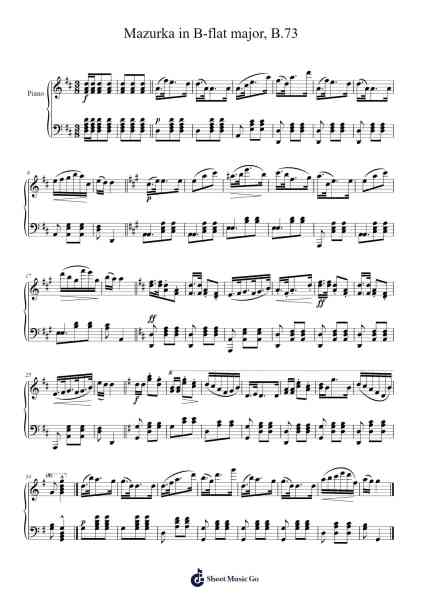Mazurka in B-flat Major, B. 73 Sheet Music by Frédéric Chopin-Arr.Ellyle Hunrhys