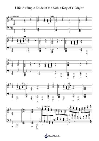 Life: A Simple Étude in the Noble Key of G Major Sheet Music by A Ray-Arr.Pullamb