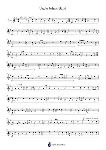 Uncle John's Band Sheet Music by Grateful Dead-Arr.Tabbeth Kentthune
