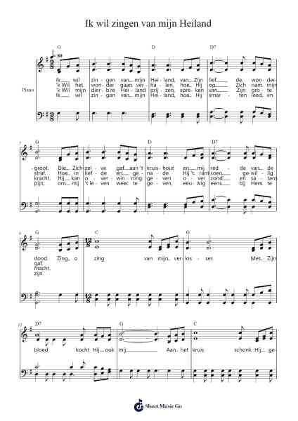 Ik wil zingen van mijn Heiland Sheet Music by -Arr.Reylot