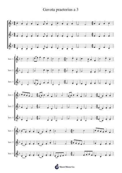 Gavota praetorius a 3 Sheet Music by Michael Praetorius-Arr.Windwood