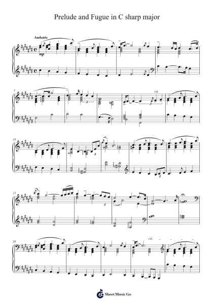 Prelude and Fugue in C sharp major Sheet Music by Johann Sebastian Bach-Arr.Chauburne Fowblair