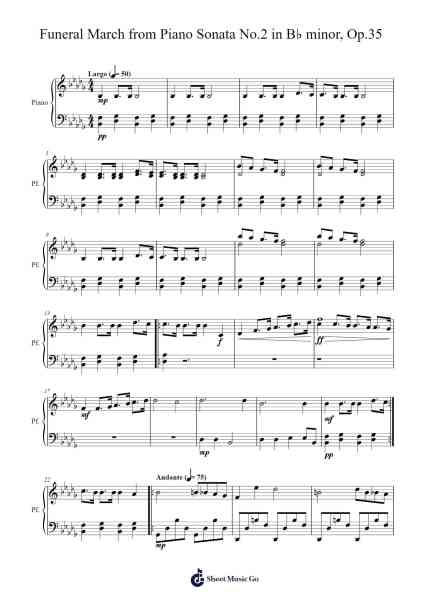 Piano Sonata No. 2 in B-flat Minor, Op. 35: III. Marche funèbre Sheet Music by Frédéric Chopin-Arr.Jeamesjosh