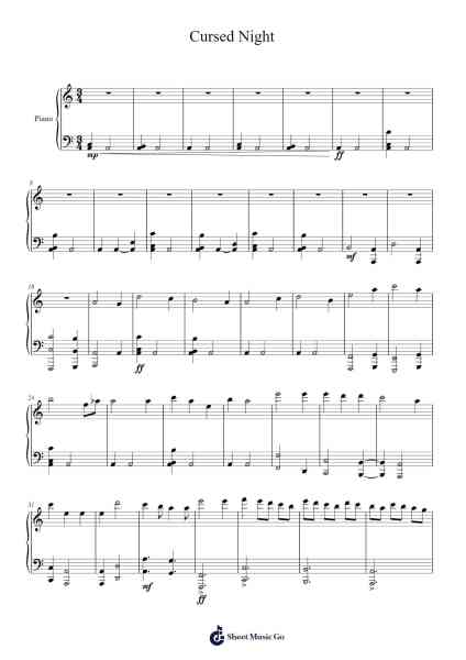 Cursed Night Sheet Music by lolrekt9999-Arr.Tifliz