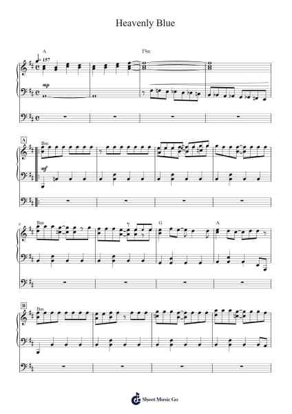 Heavenly Blue Sheet Music by Kalafina-Arr.Bartrhys Shelcie