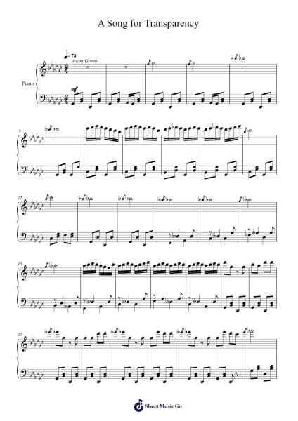 A Song for Transparency Sheet Music by Toursbur-Arr.Trollfax