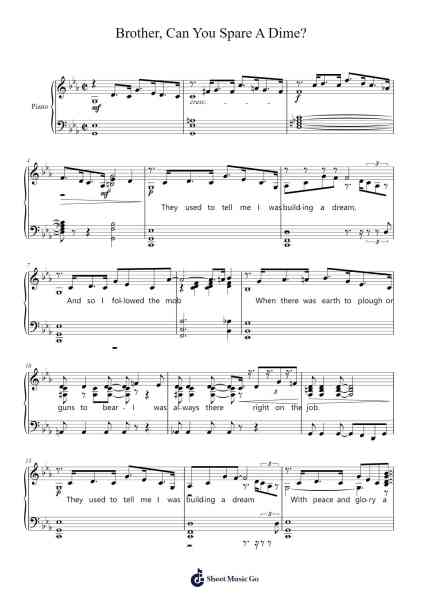 Brother, Can You Spare A Dime? Sheet Music by Jay Gorney/Yip Harburg-Arr.Sanmott Leomick