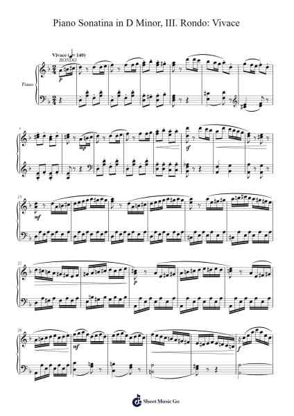 Piano Sonatina in D Minor, III. Rondo: Vivace Sheet Music by ONG Ping Din-Arr.Linjane Barcox