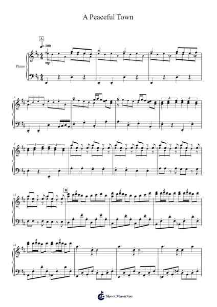 A Peaceful Town Sheet Music by Tsugutoshi Goto-Arr.Dunnnic