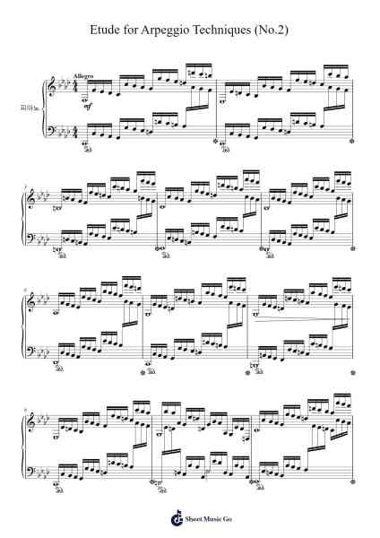 Etude for Arpeggio Techniques No. 2 Sheet Music by Priestnic Jimxine-Arr.Pulborg Ridean