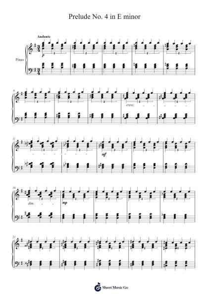 Prelude No. 4 in E minor Sheet Music by cardistcuber-Arr.Otnold