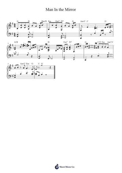 Man In the Mirror Sheet Music by Michael Jackson-Arr.Bulwatt Beergrant