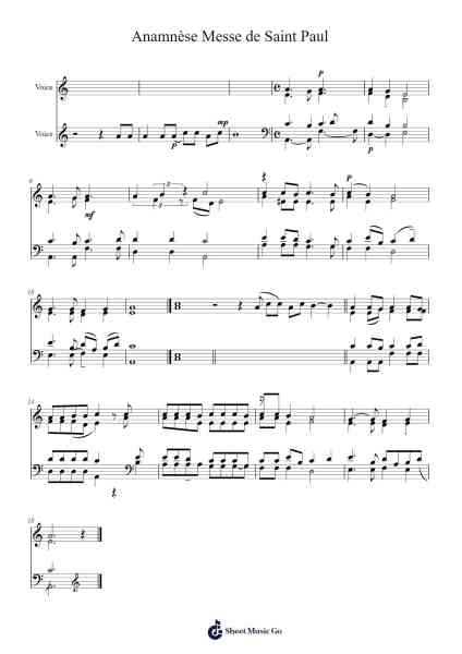 Anamnèse Messe de Saint Paul Sheet Music by -Arr.Hulclark