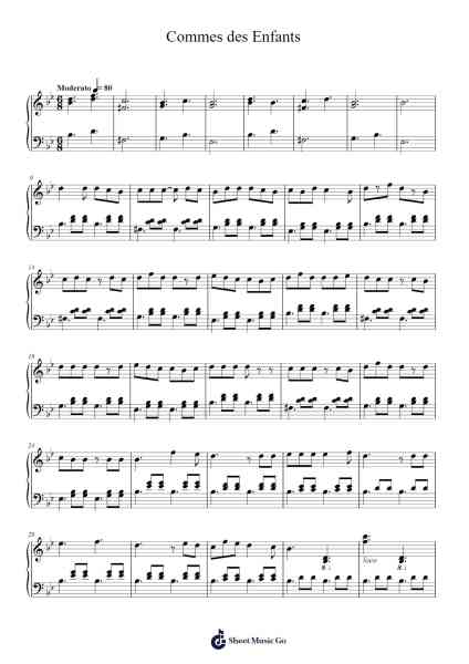 Commes des Enfants Sheet Music by Coeur de Pirate-Arr.Tethew Wolfdwight
