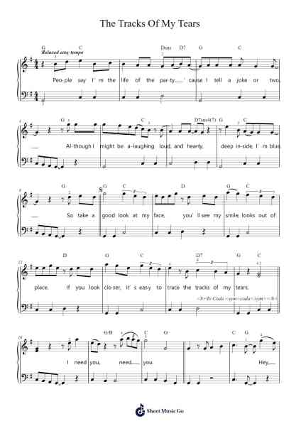 The Tracks Of My Tears Sheet Music by Smokey Robinson and The Miracles-Arr.Bauzel Zebian