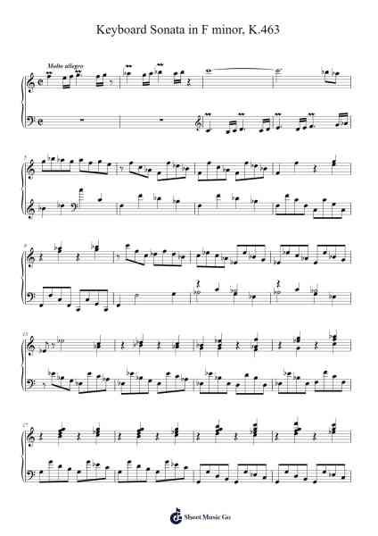 Keyboard Sonata in F Minor, K. 463 Sheet Music by Domenico Scarlatti-Arr.Attchols Jamestion