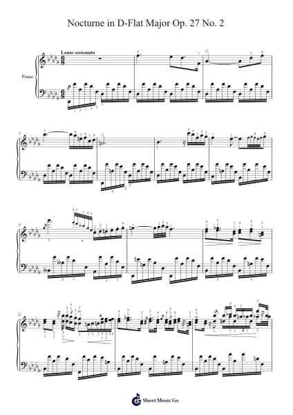 Chopin Nocturne in D-Flat Major Op. 27 No. 2 Sheet Music by Frédéric Chopin-Arr.Burtine