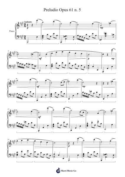 Preludio Opus 61 n. 5 Sheet Music by João Dovicchi-Arr.Rooven