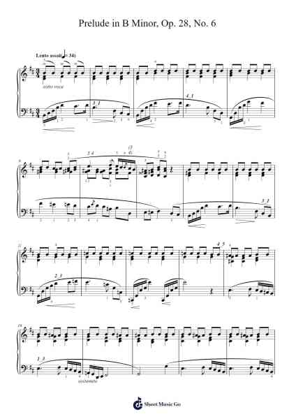 Prelude in B Minor, Op. 28, No. 6 Sheet Music by Frédéric Chopin-Arr.Readerae