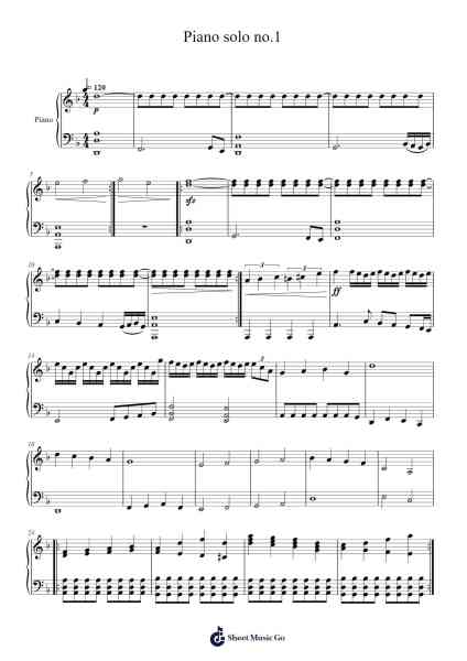 Piano solo no.1 Sheet Music by Omar Ahmed-Arr.Blajeames Yulewood