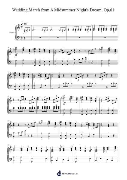 Wedding March from A Midsummer Night's Dream, Op. 61 Sheet Music by Felix Mendelssohn-Arr.Charfra Tesscer