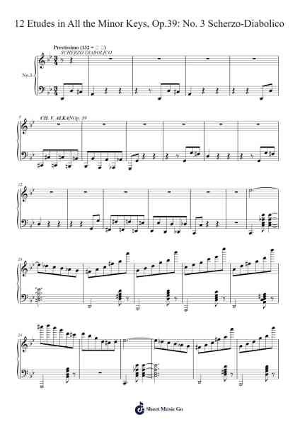 12 Etudes in All the Minor Keys, Op.39: No. 3 Scherzo-Diabolico Sheet Music by Charles-Valentin Alkan-Arr.Annnat Keclair