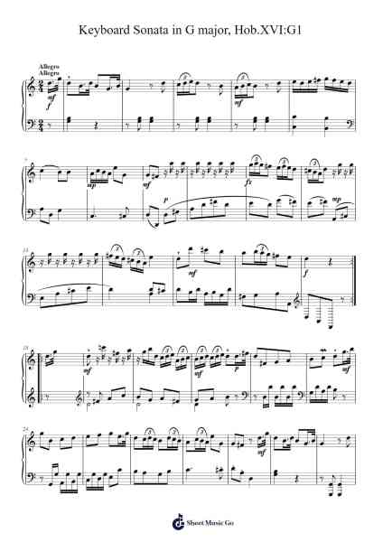 Keyboard Sonata in G Major, Hob.XVI:G1 Sheet Music by Joseph Haydn-Arr.Relip