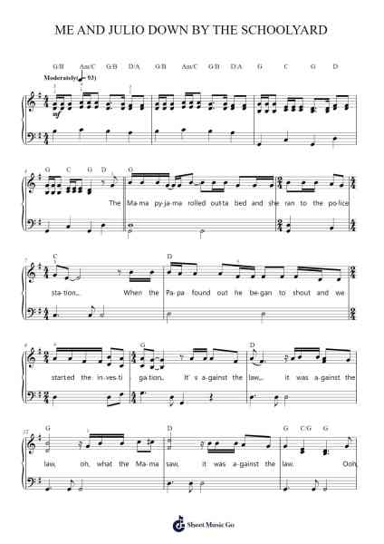 Me and Julio Down by the Schoolyard Sheet Music by Paul Simon-Arr.Yetjeames Sailsdia