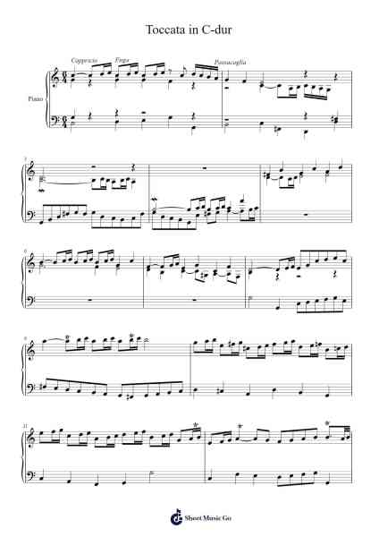 Toccata in C Major Sheet Music by cozt18221-Arr.Hedvogt