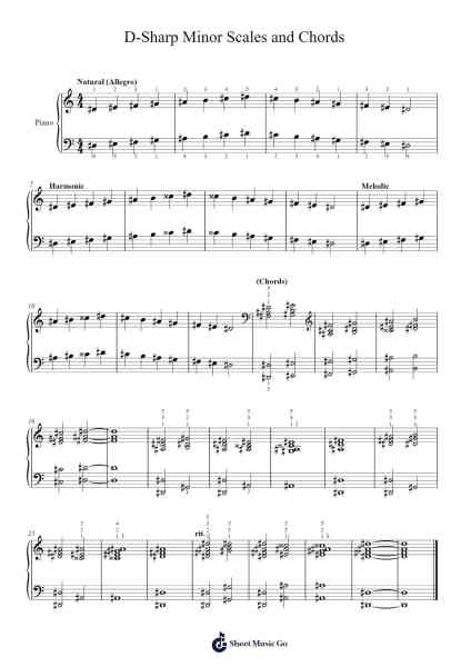 D-Sharp Minor Scales and Chords For Piano Sheet Music by Marcus Daitch-Arr.Burmay Vaugcook
