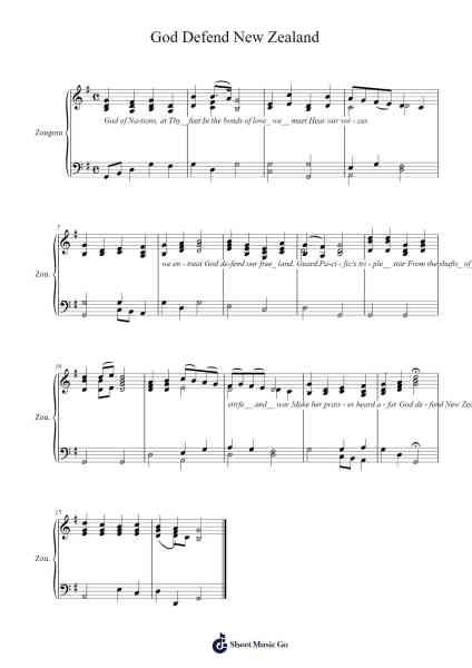 God Defend New Zealand Sheet Music by John J. Woods-Arr.Bilmons Magmeg