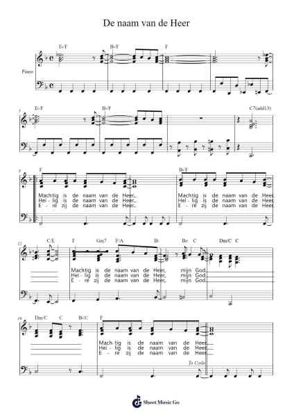 De naam van de Heer Sheet Music by -Arr.Charmie