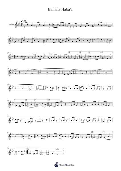 Bahana Haba'a Sheet Music by undefined-Arr.Pulsing