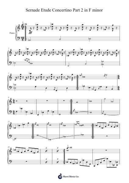 Sernade Etude Concertino Part 2 in F minor Sheet Music by Bach Benag-Arr.Drylie