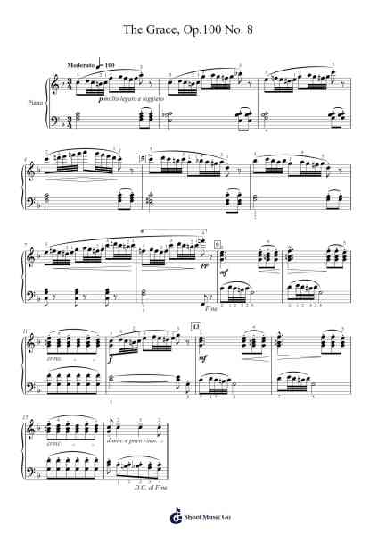 The Grace, Op. 100, No. 8 Sheet Music by Sara Garrard-Arr.Roxanses Newmorse