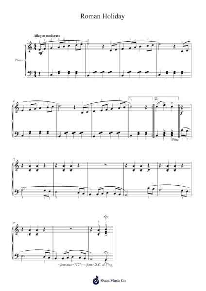 Roman Holiday Sheet Music by Myrclair Shirbins-Arr.Paggo Bruhale