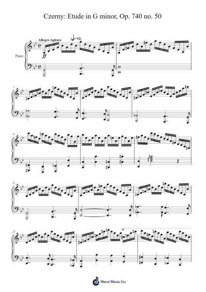 Czerny: Etude in G minor, Op. 740 no. 50 Sheet Music by Carl Czerny-Arr.Bardthea Faylotte
