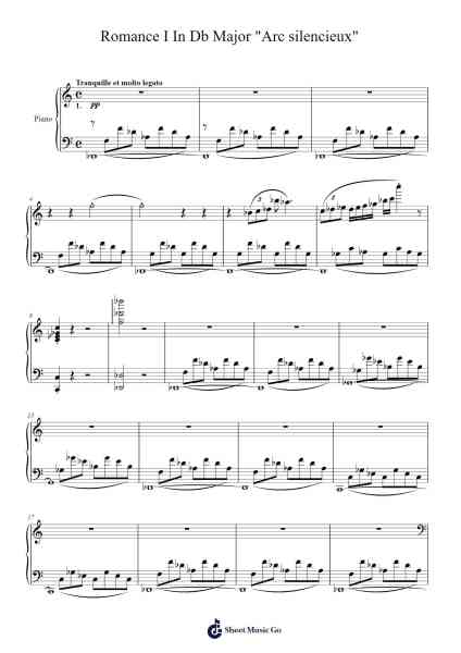 Romance No. 1 in D-flat Major "Arc Silencieux" Sheet Music by Vladimir M.W-Arr.Consdia Debruth