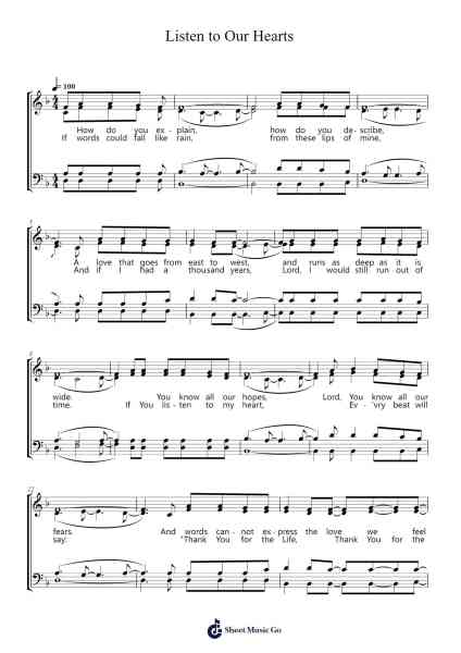 Listen to Our Hearts Sheet Music by Geoff Moore & The Distance/Steven Curtis Chapman-Arr.Kylejy Burrene