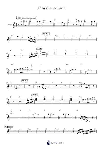 Cien kilos de barro Sheet Music by Enrique Guzmán-Arr.Bardthea Faylotte